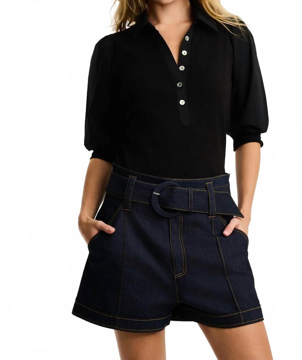 NEW LISA TODD pure rib collet top in black
